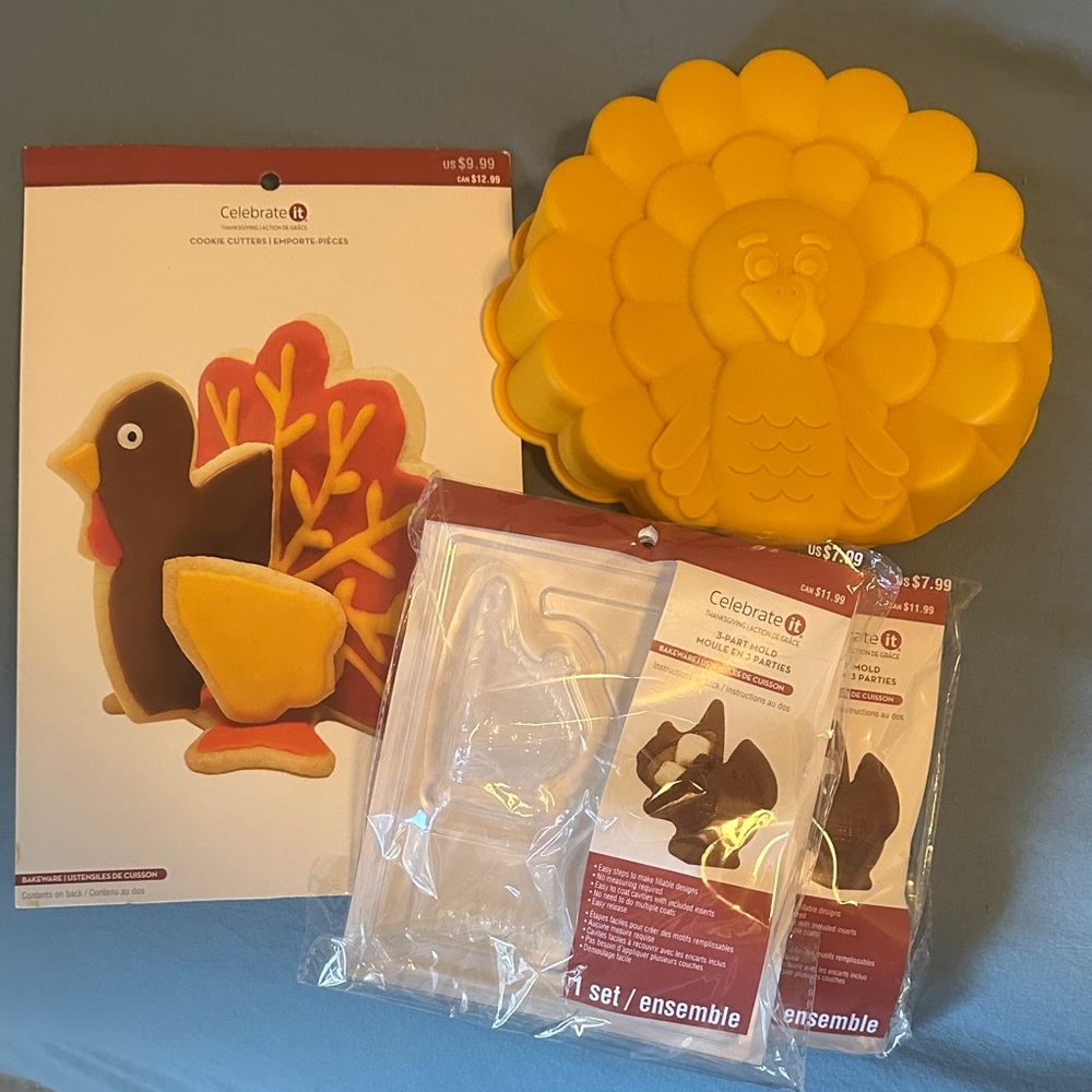 Bundle thanksgiving Celebrate It Turkey Cookie Cutter- cake and chocolate molds